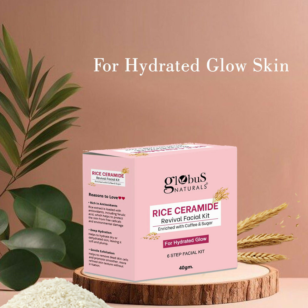 Globus Naturals Rice Ceramide 6 Step Facial Kit For Korean Glass Skin | Grocsy