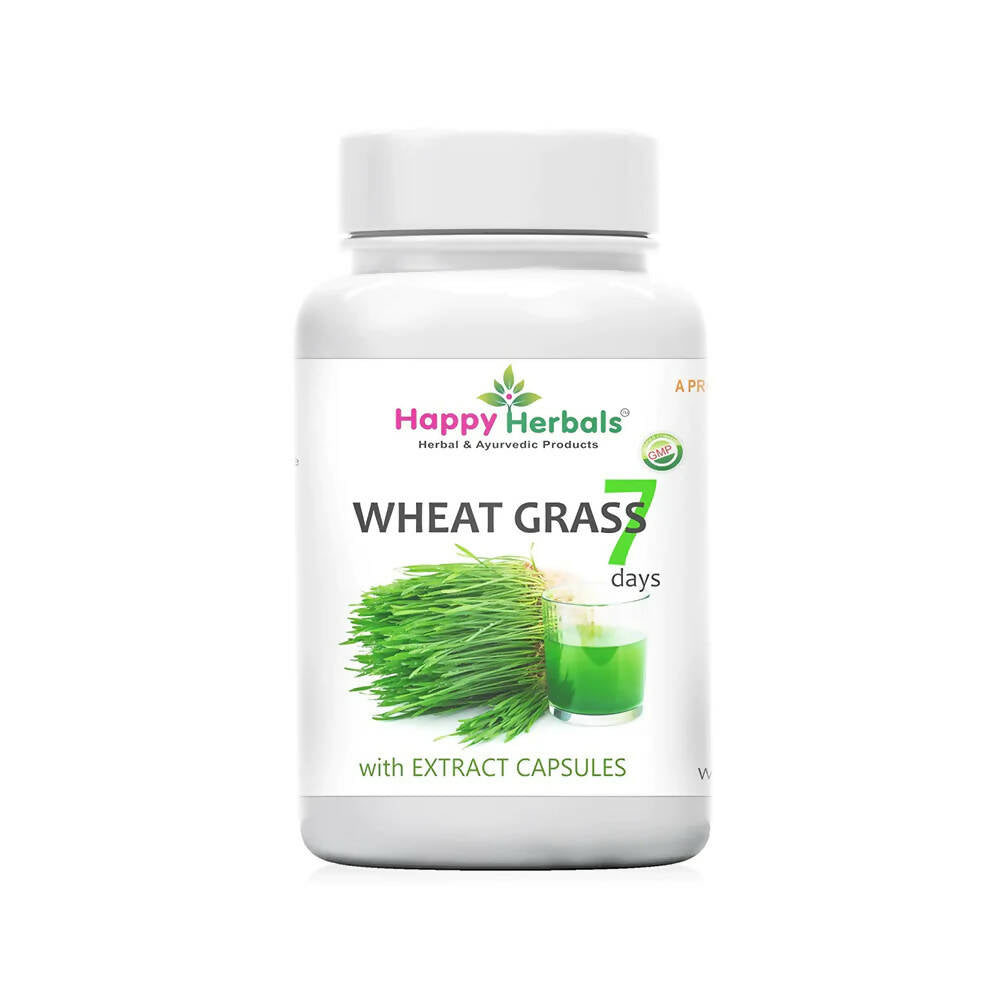 Happy Herbals Wheat Grass Capsules | Grocsy