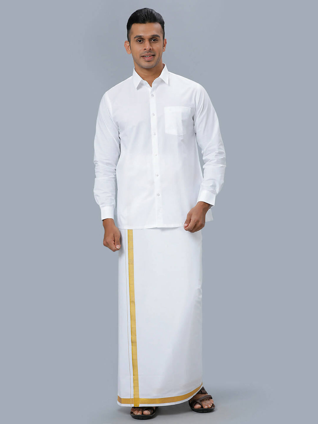 Ramraj Cotton Mens Full Sleeve Formal Poly Cotton White Shirt | Grocsy