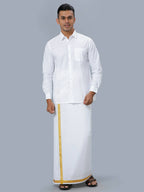 Ramraj Cotton Mens Full Sleeve Formal Poly Cotton White Shirt | Grocsy