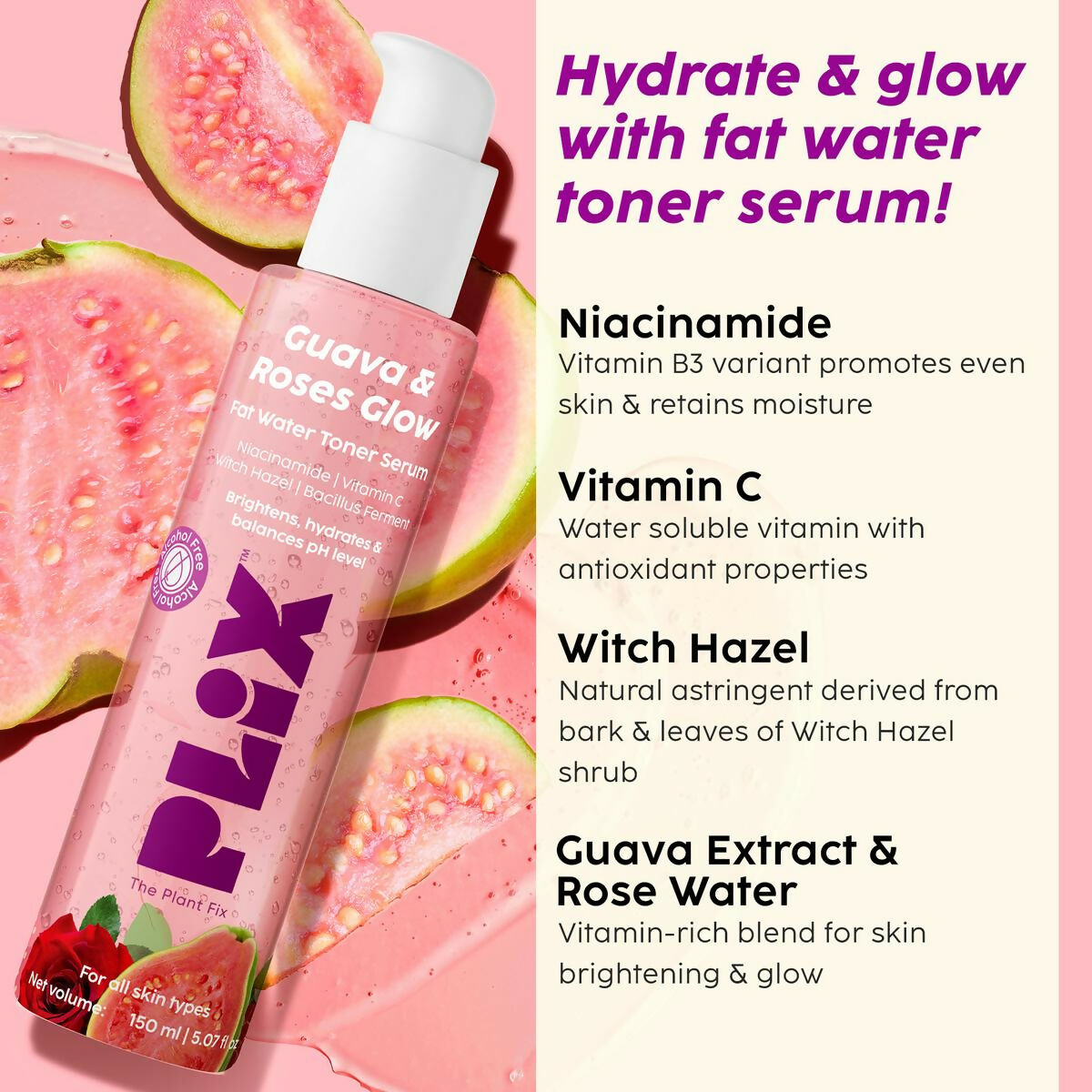 PLIX The Plant Fix Glow bright with Vitamin C Cleanser & 2-in-1 Toner Serum | Grocsy