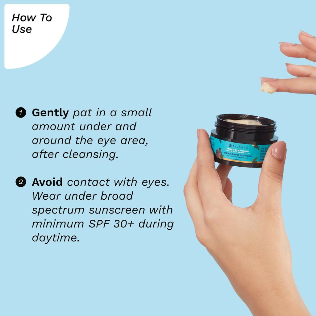Pilgrim Korean Retinol Under Eye Cream with Vitamin C & Hyaluronic Acid For Dark Circles, Puffiness & Fine Lines | Grocsy