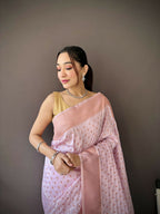 Joban Fashion Lavender Jacquard Butti Soft Lichi Silk Paithani Saree | Grocsy