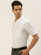 Ramraj Cotton Mens Half Sleeve Formal Poly Cotton White Shirt | Grocsy