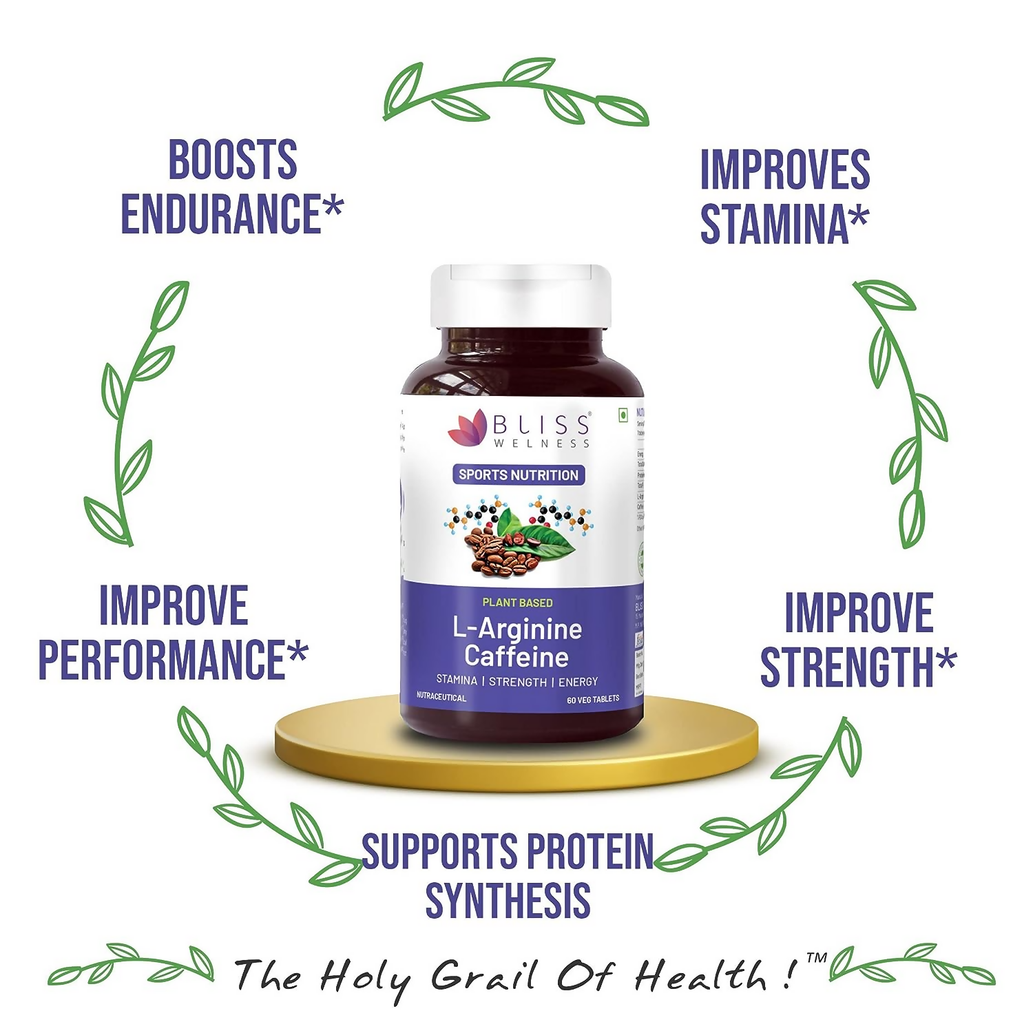 Bliss Welness L-Arginine Caffeine Tablets | Grocsy