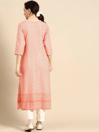 Deeps women's Orange Embroidered Rayon Kurta | Grocsy
