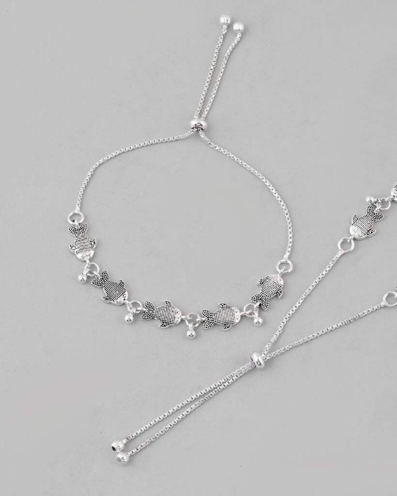 VOJ Set of 2 Traditional Fish Shapped Designer Anklet | Grocsy