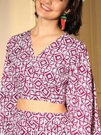 Pink Crepe Digital Printed Top With Matching Trouser - Shivani | Grocsy