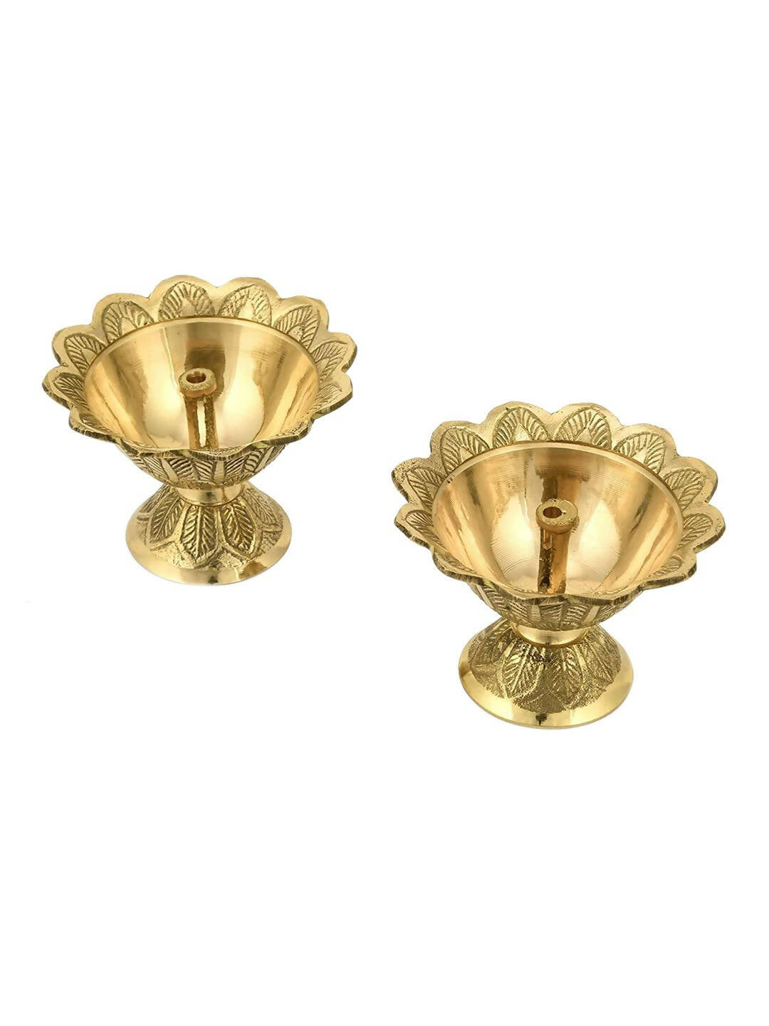 CraftVatika Gold-Toned Brass Engraved Diya | Grocsy