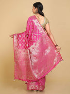 Kalamandir Checked Pink Silk Blend Saree | Grocsy