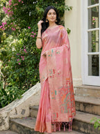Shree Shyam Fashion Pink Linen Cotton Saree | Grocsy