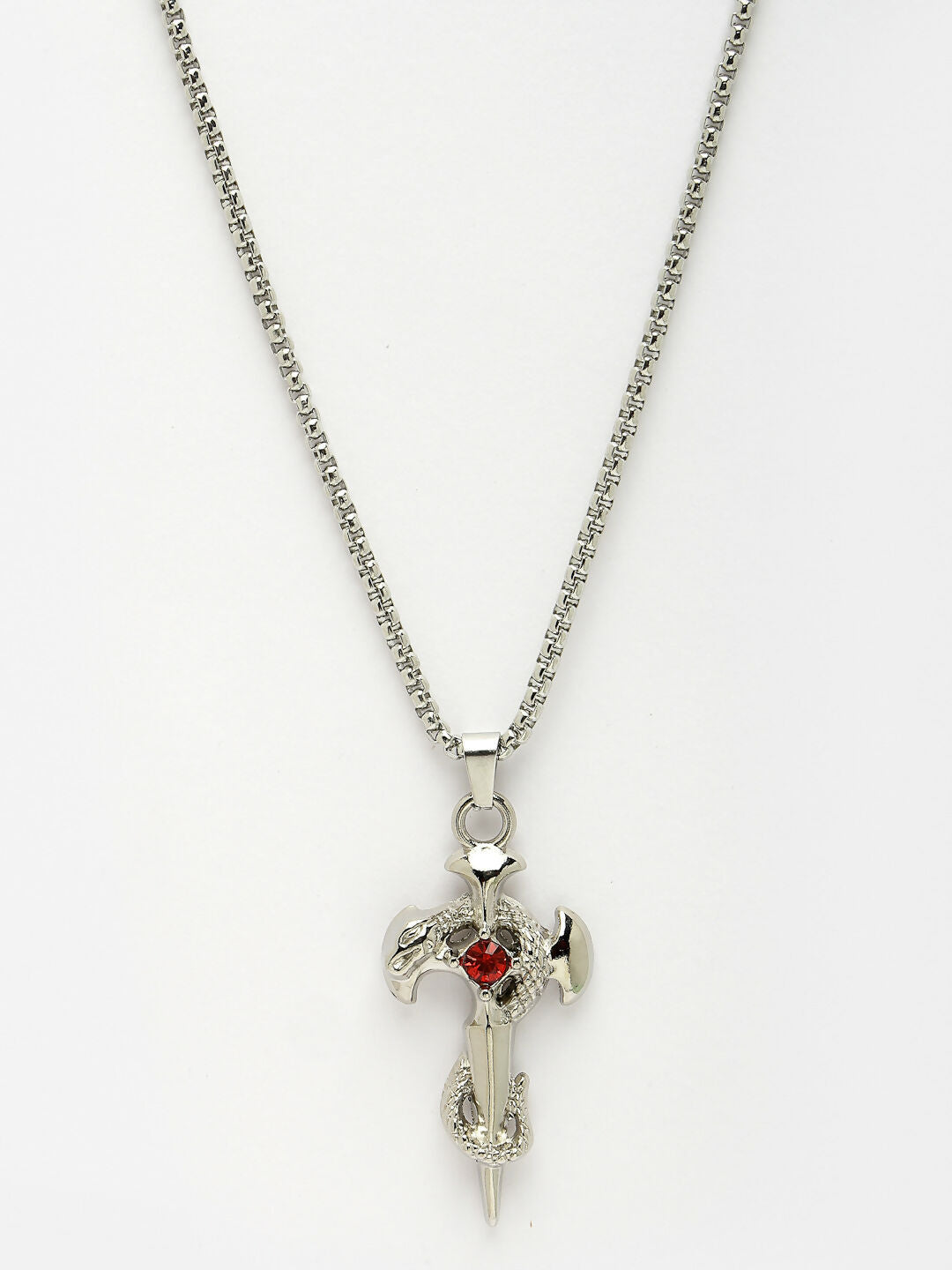 NVR Men's Silver-Plated Stainless Steel Pendant with Chain | Grocsy