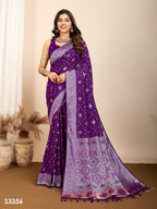 Purple Soft Silk Woven Meenakari Designer Saree - Vedanti | Grocsy
