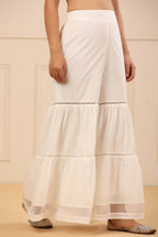 Juniper Women's White Cambric Tiered Sharara | Grocsy