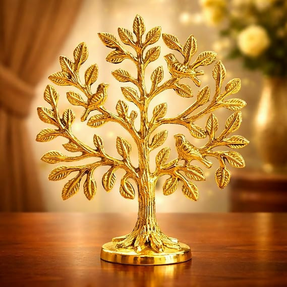 Not Available Pure Brass Kalpvriksh Tree with Birds | Grocsy