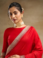 kasee Solid Embroidered Pure Silk Saree | Grocsy