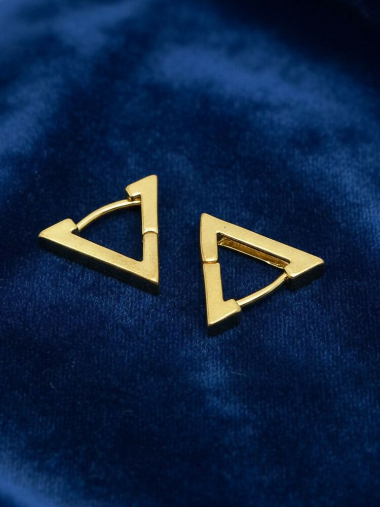 NVR Men's Gold Plated Geomatric Shaped Stud Earrings | Grocsy