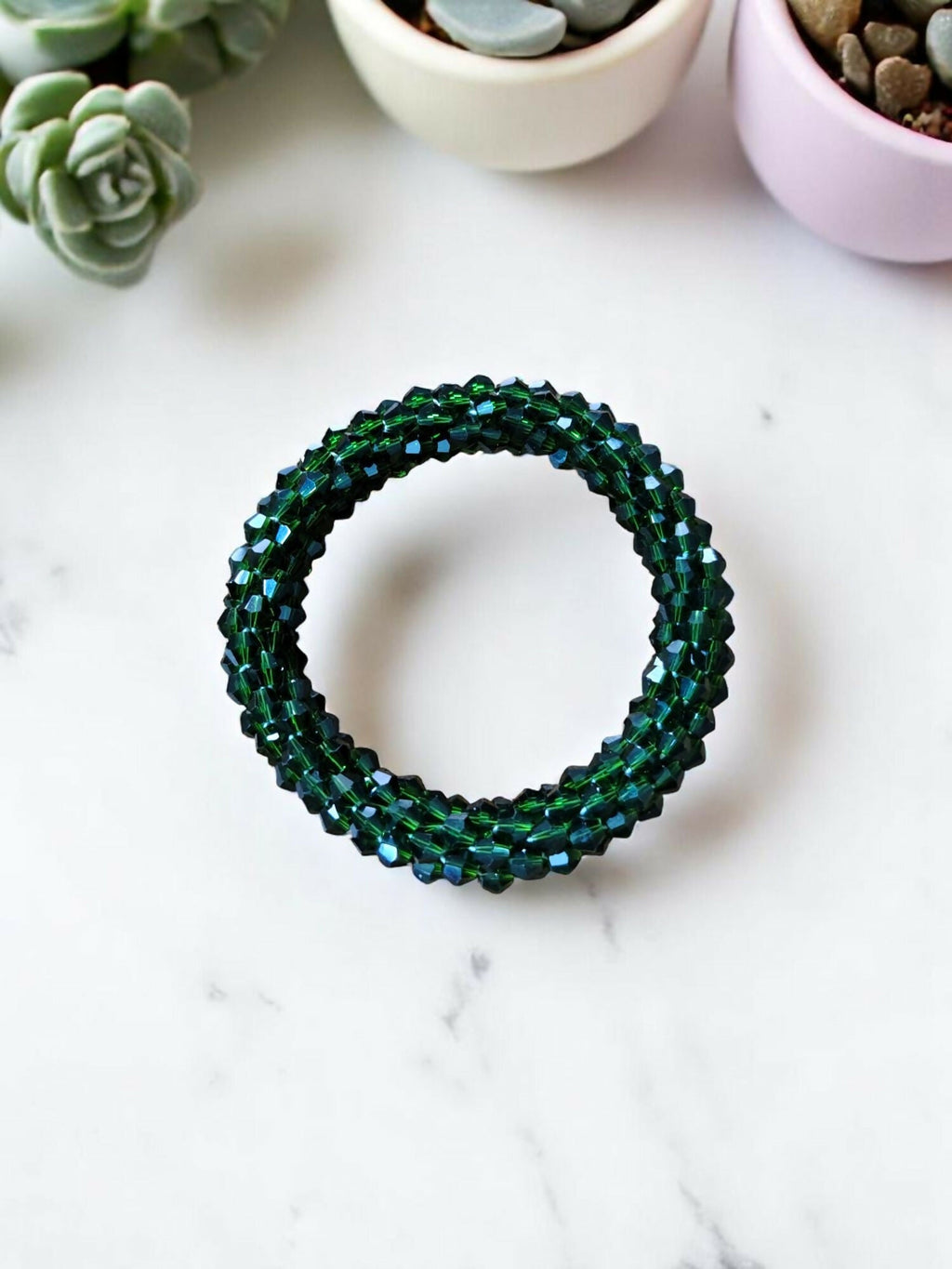 Inhanns Unisex Crystal Bloom – Adjustable Crystal Bead Bracelets - Green | Grocsy