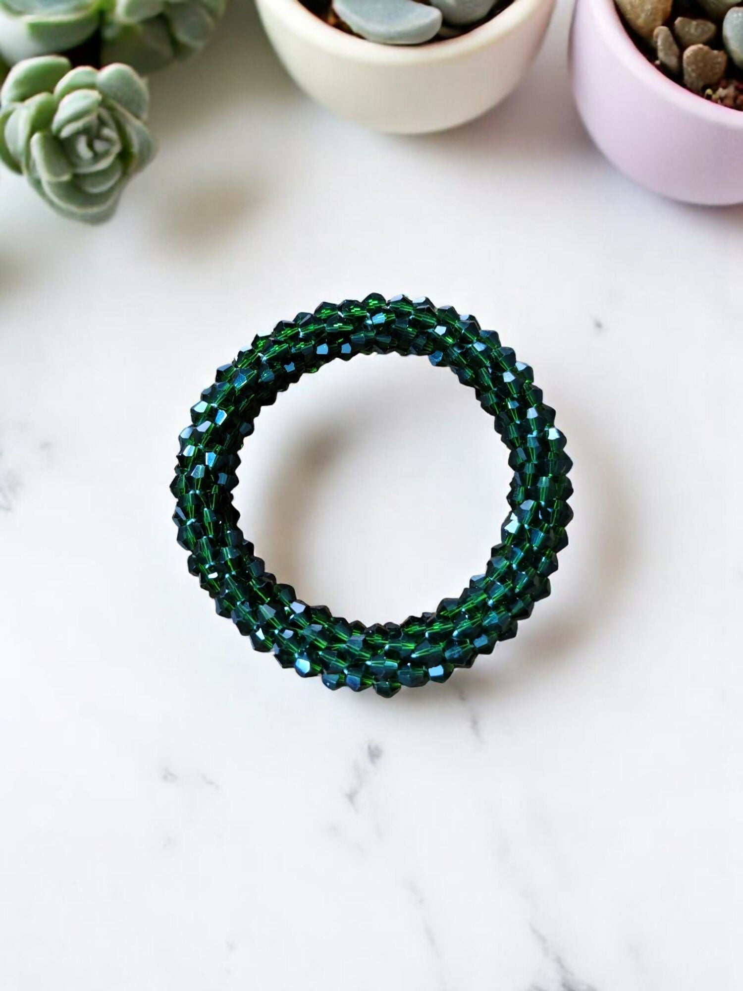 Inhanns Unisex Crystal Bloom – Adjustable Crystal Bead Bracelets - Green | Grocsy