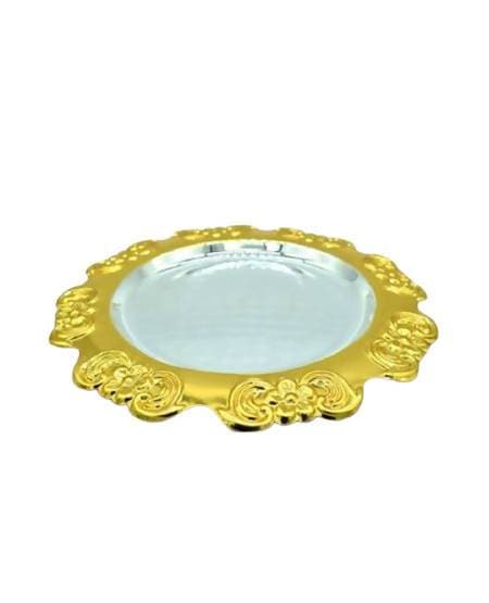 Puja N Pujari Gold & Silver Plated Craft Design Pooja Thali Set | Grocsy