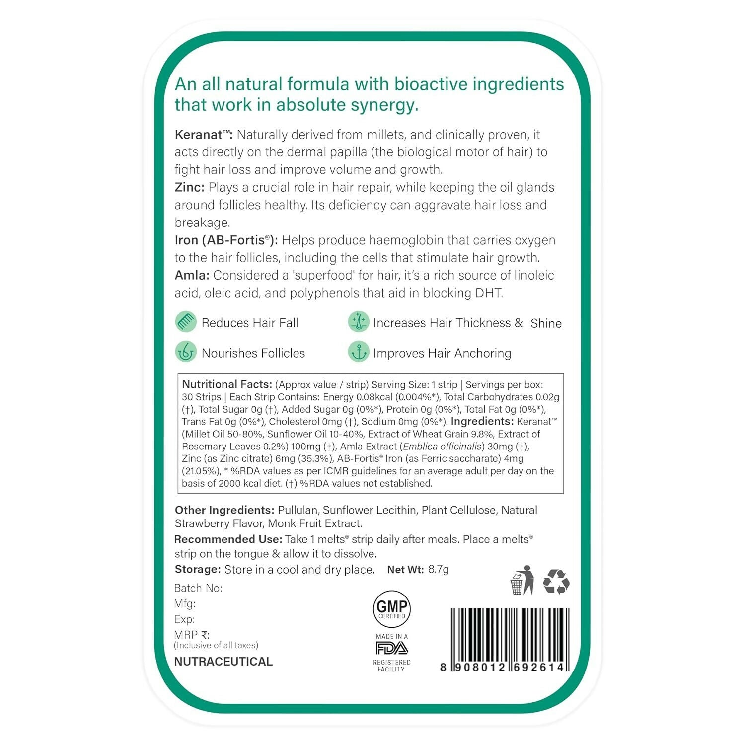 Wellbeing Nutrition Melts Healthy Hair & Hair Fall Control Strips Combo | Grocsy