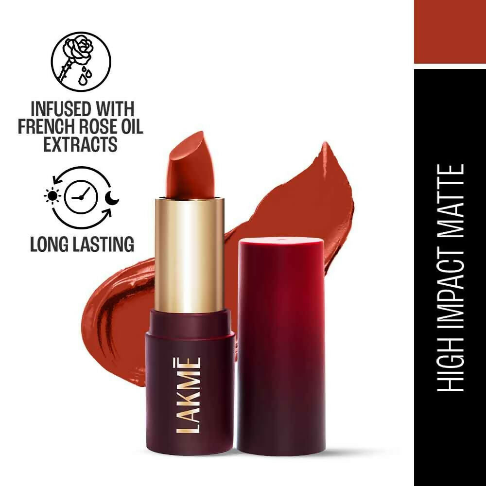 Lakme Forever Matte Lipstick, Made With French Rose Oil Extracts - Red Orchid | Grocsy