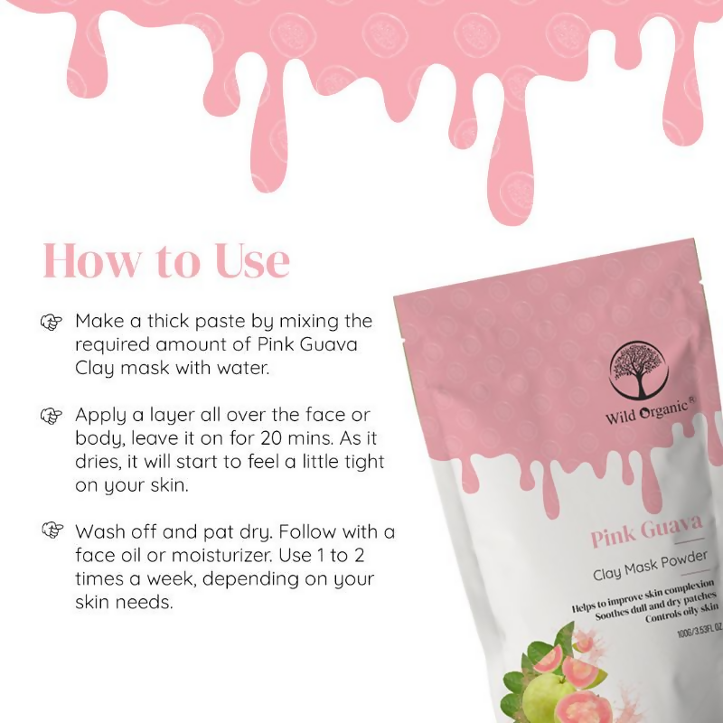 Wild Organic Pink Guvava Clay Mask Powder | Grocsy