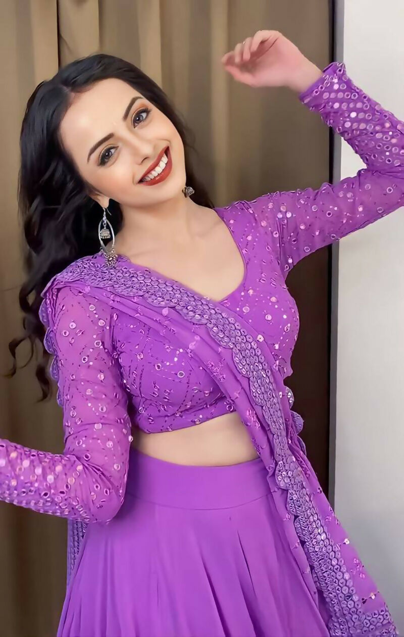 Jyoti Fashion Beautiful Lavender Sequence with Thread Embroidery work Faux Georgette Lehenga Choli with Dupatta | Grocsy