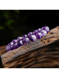 NVR Natural Round Amethyst Semi Precious Gemstone Bracelet