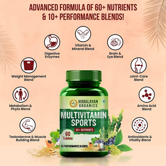Himalayan Organics Multivitamin Sports 60 + Vital Nutrients Tablets | Grocsy