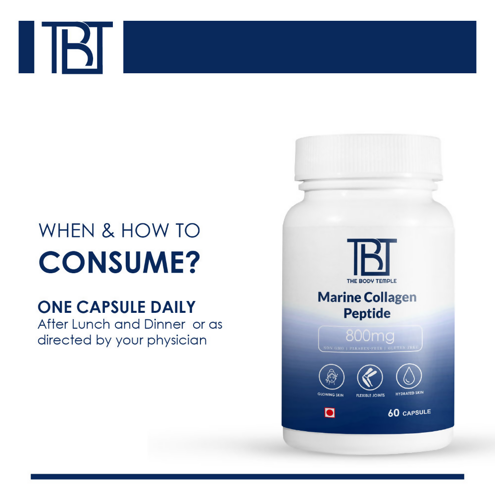 The Body Temple Marine Collagen Peptide 800mg for Healthy & Shiny Hair and Strong Nails | Grocsy