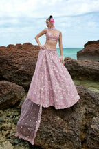House of Panchhi Mauve Organza Sequins, Zarkan And Thread Embroidery Lehenga Choli & Dupatta | Grocsy