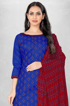 Blue Cotton Printed Unstitched Dress Material - Amara | Grocsy