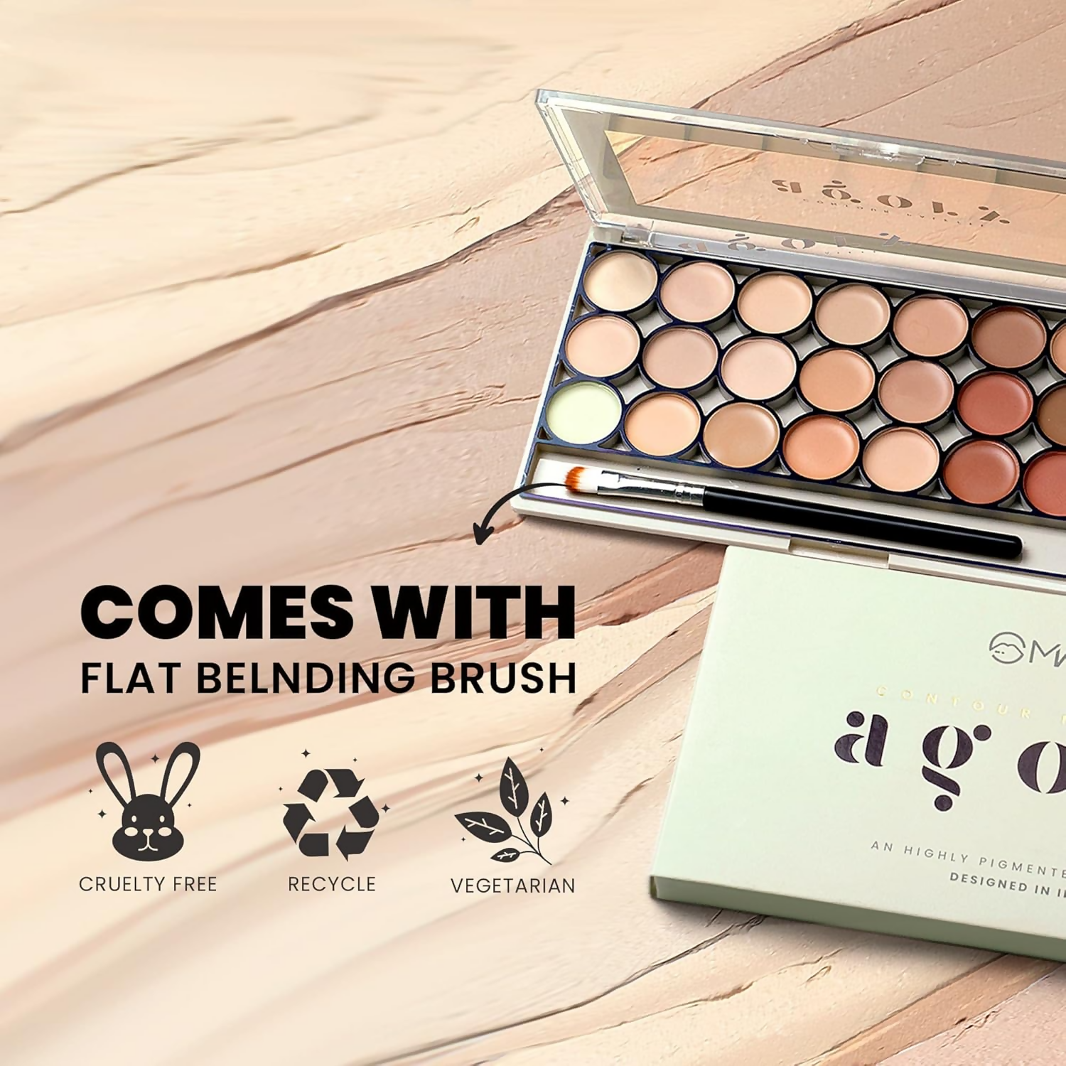 MARS Cosmetics 24 Shade Agory Cream Contour Palette With Brush - Shade-02 | Grocsy