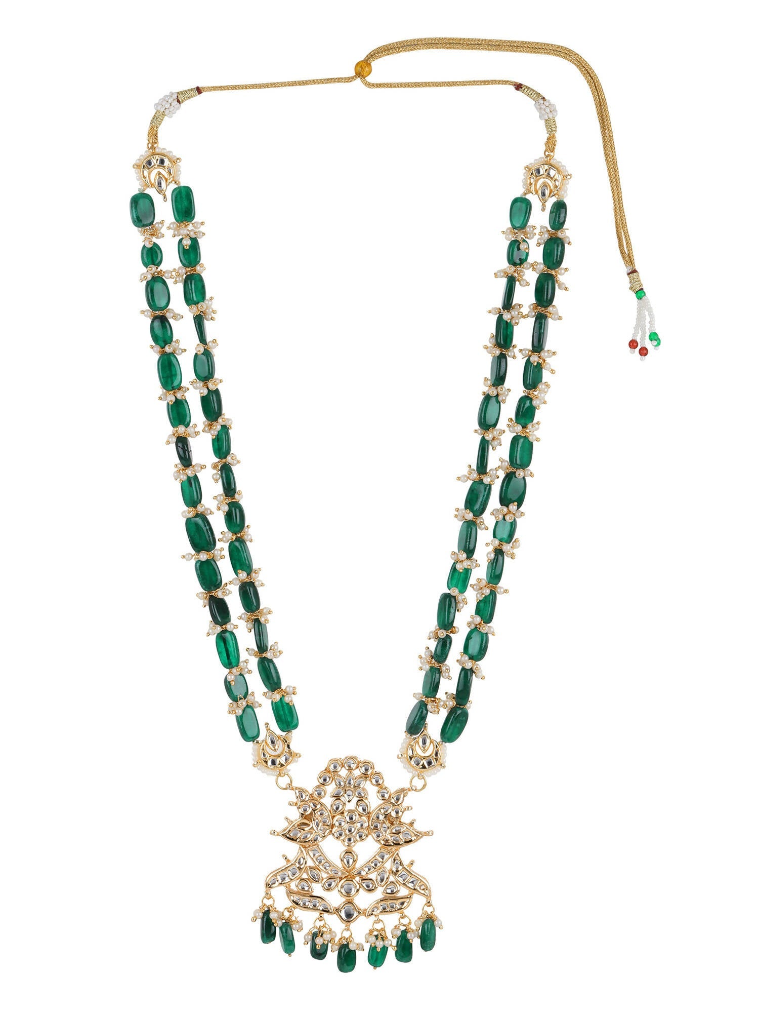 Gold-Toned Green Brass Gold-Polished Necklace - Ruby Raang | Grocsy