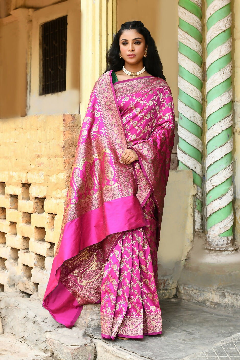 Joban Fashion Pink Soft Pure Handloom Banarasi Silk Saree | Grocsy