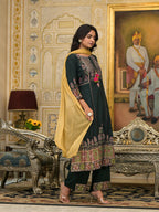 Juniper Women's Green Floral Printed Rayon Kurta Pant With Dupatta Set With Thread Work & Tassels | Grocsy