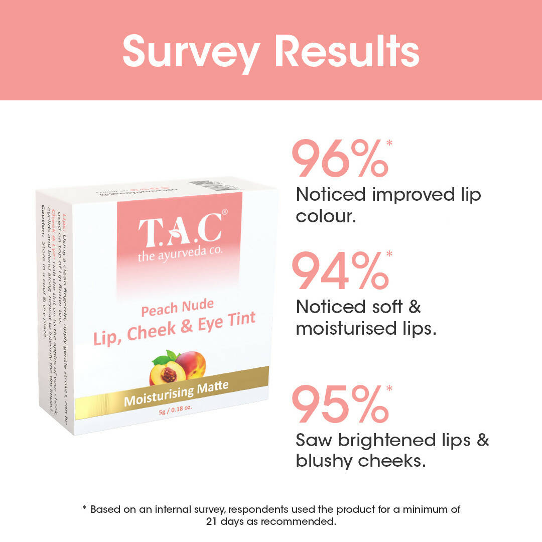 TAC - The Ayurveda Co. Peach Nude Lip, Cheek & Eye Tint | Grocsy