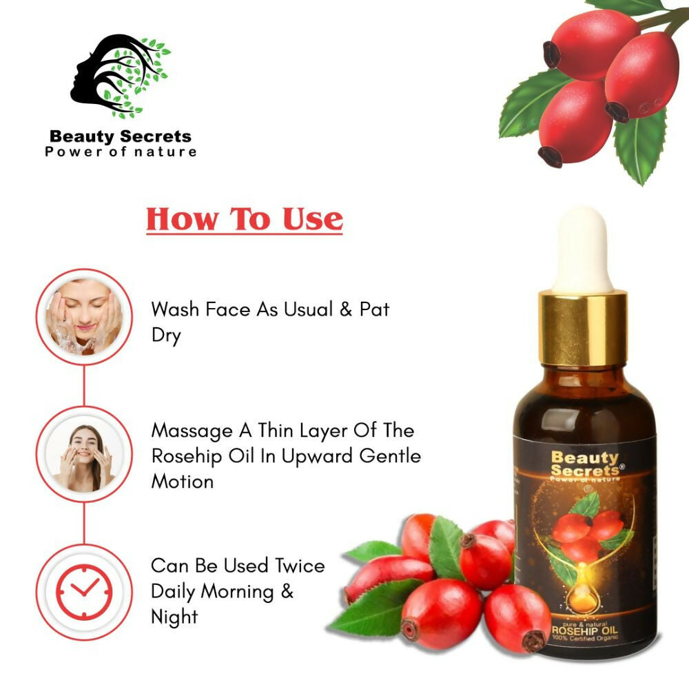 Beauty Secrets Certified Organic Rosehip Oil for Face and Body | Grocsy