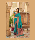 DEIANA'S Beautiful Designer Golden zari Soft Lichi Silk Saree - Sky | Grocsy