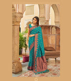 DEIANA'S Beautiful Designer Golden zari Soft Lichi Silk Saree - Sky | Grocsy