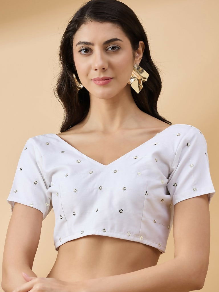 Grey Tissue Slub Embroidered Saree with Unstitched Blouse - Vairagi | Grocsy