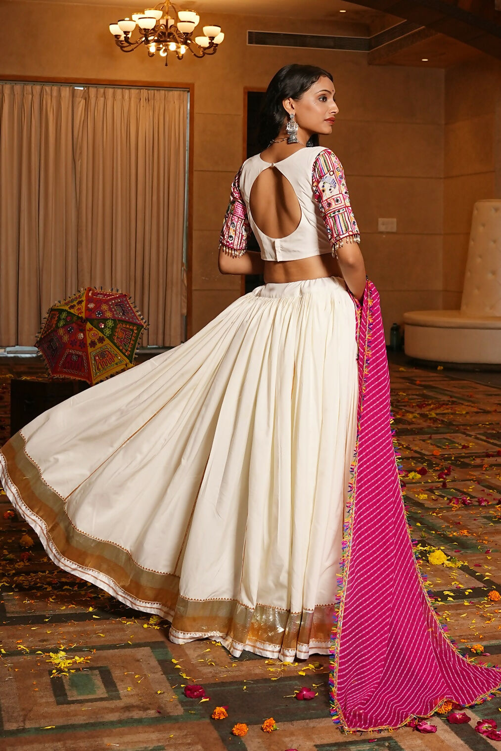 AI Fashion Off White Crepe Designer Navratri Wear Lehenga Choli Collection | Grocsy