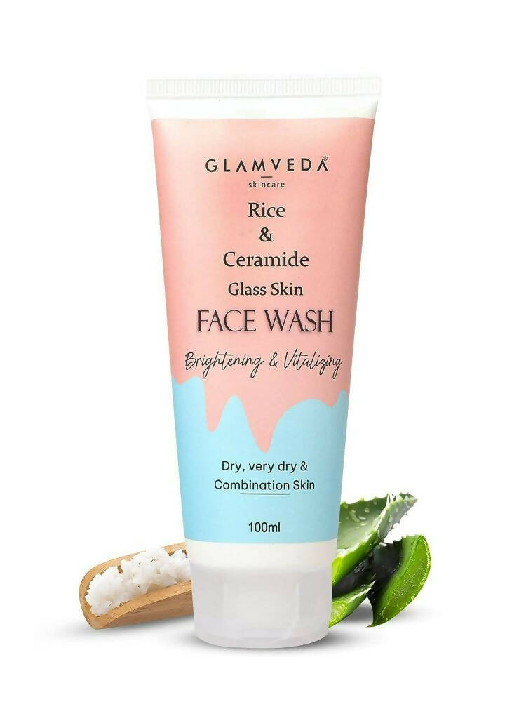 Glamveda Rice & Ceramide Glass Skin Face Wash | Grocsy