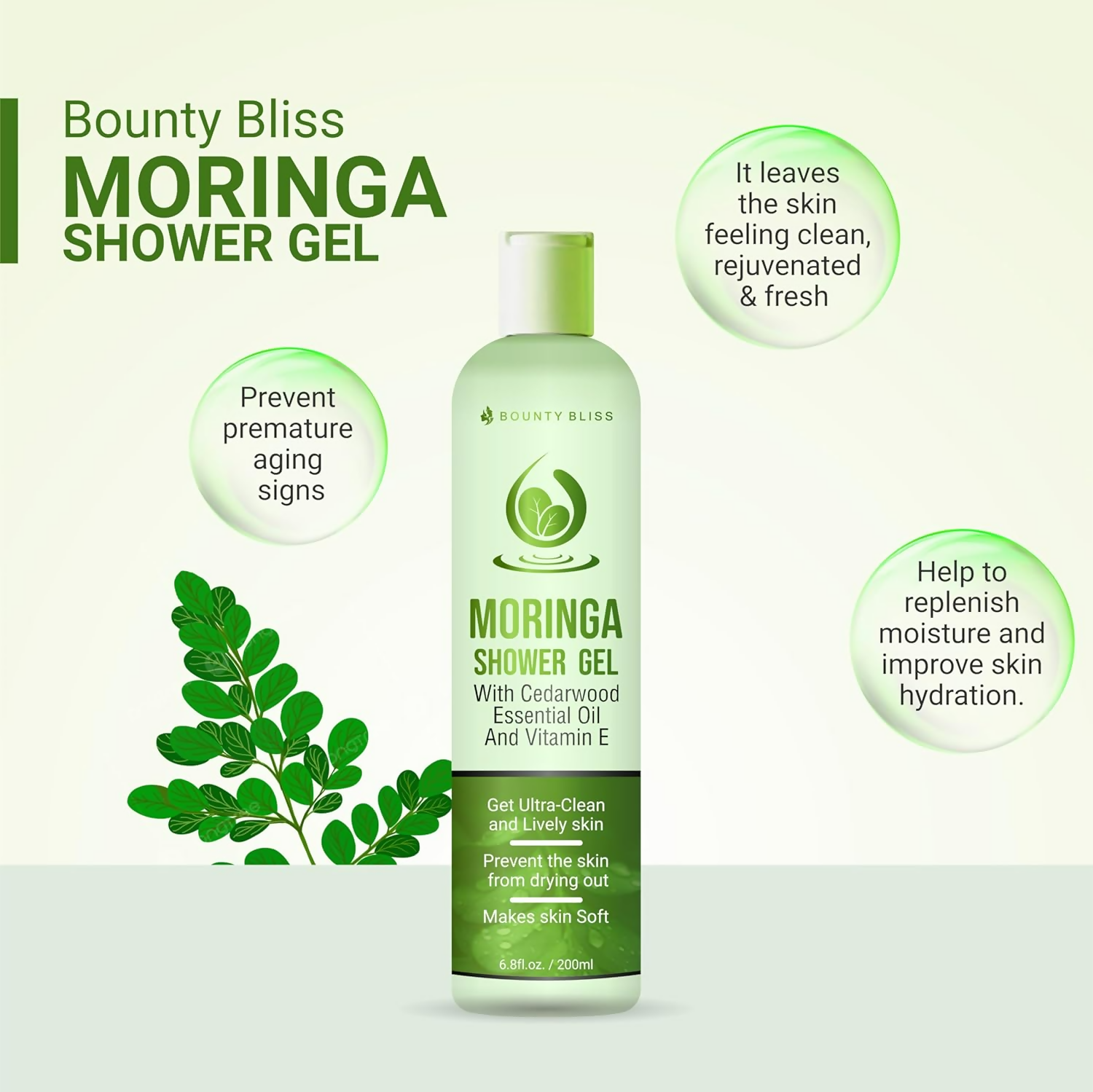 Bounty Bliss Moringa Shower Gel - Refreshing Cleanse with Natural Moringa Extract | Grocsy