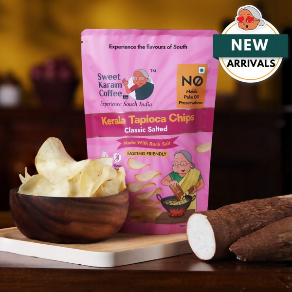 Sweet Karam Coffee Kerala Tapioca Chips - Rock Salt (Fasting Special) | Grocsy