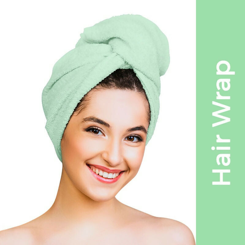 Nykaa Naturals Microfiber Hair Wrap for Frizz Free & Shiny Hair - Green | Grocsy