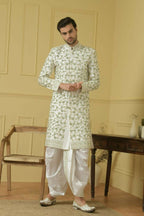 Off White Embroidered Sherwani by Hilo Design | Grocsy