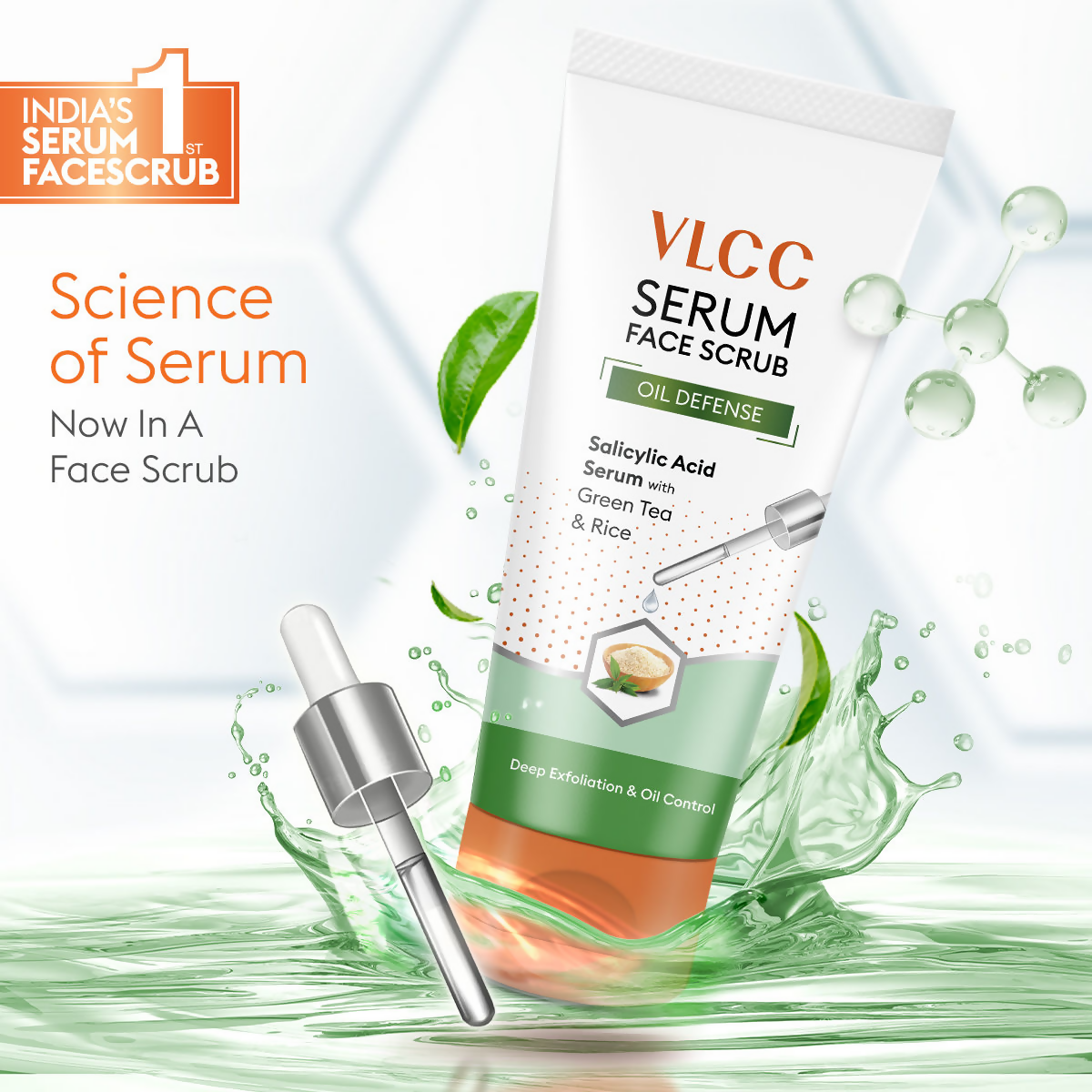 VLCC Oil Defense Scrub With Salicylic Acid Serum Green Tea & Rice | Grocsy