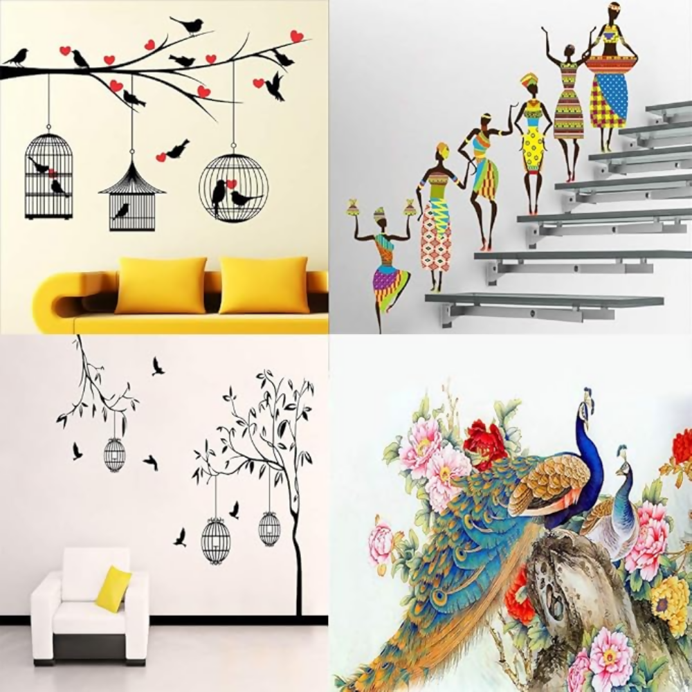 Walltech Combo of 4 Wall Stickers | Grocsy